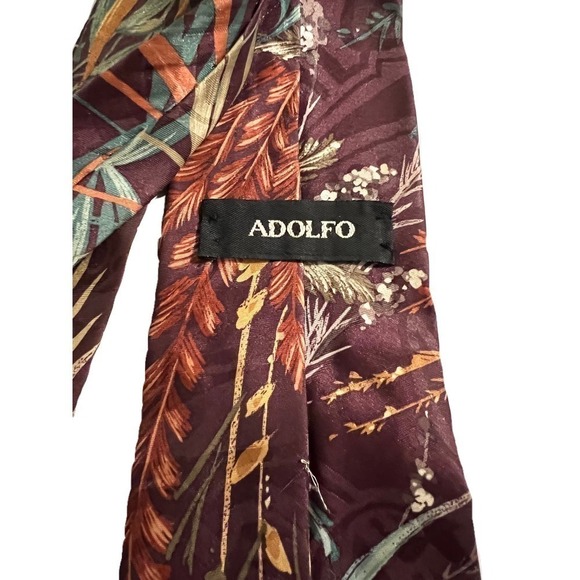 Adolfo Tropical Tie Burgandy - Picture 5 of 5